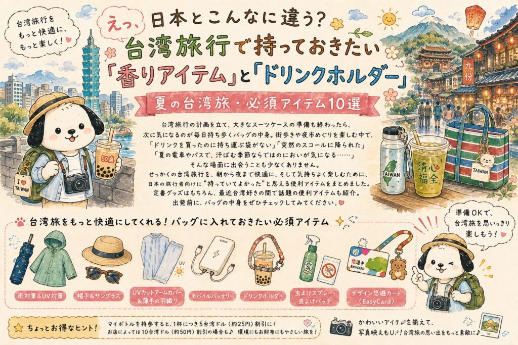 えっ、日本とこんなに違う？台湾旅行で持っておきたい「香りアイテム」と「ドリンクホルダー」 夏の台湾旅・必須アイテム10選