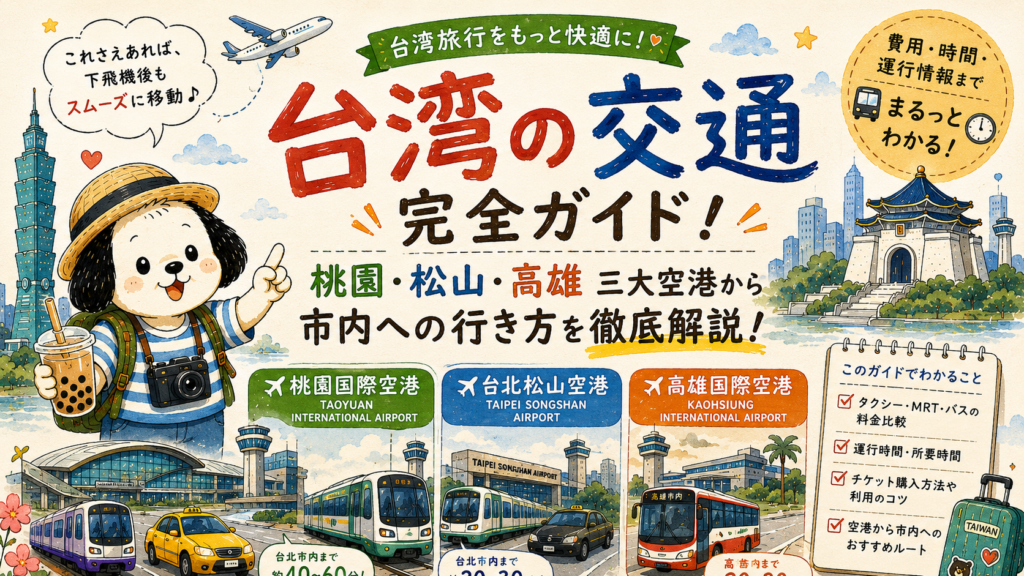 台湾交通アクセス完全攻略！桃園・松山・高雄3空港から市内へ